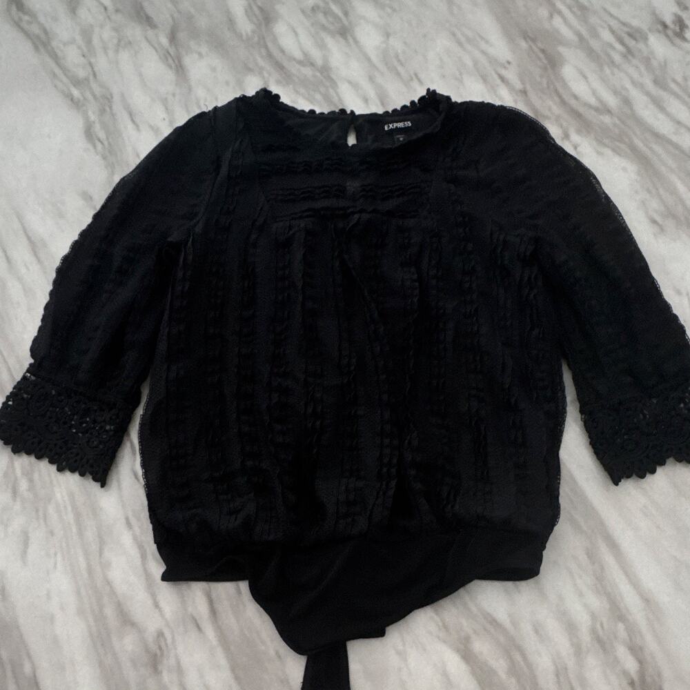 Express Women’s Black Lace Solid Bodysuit One Piece, Size M Regular 0105